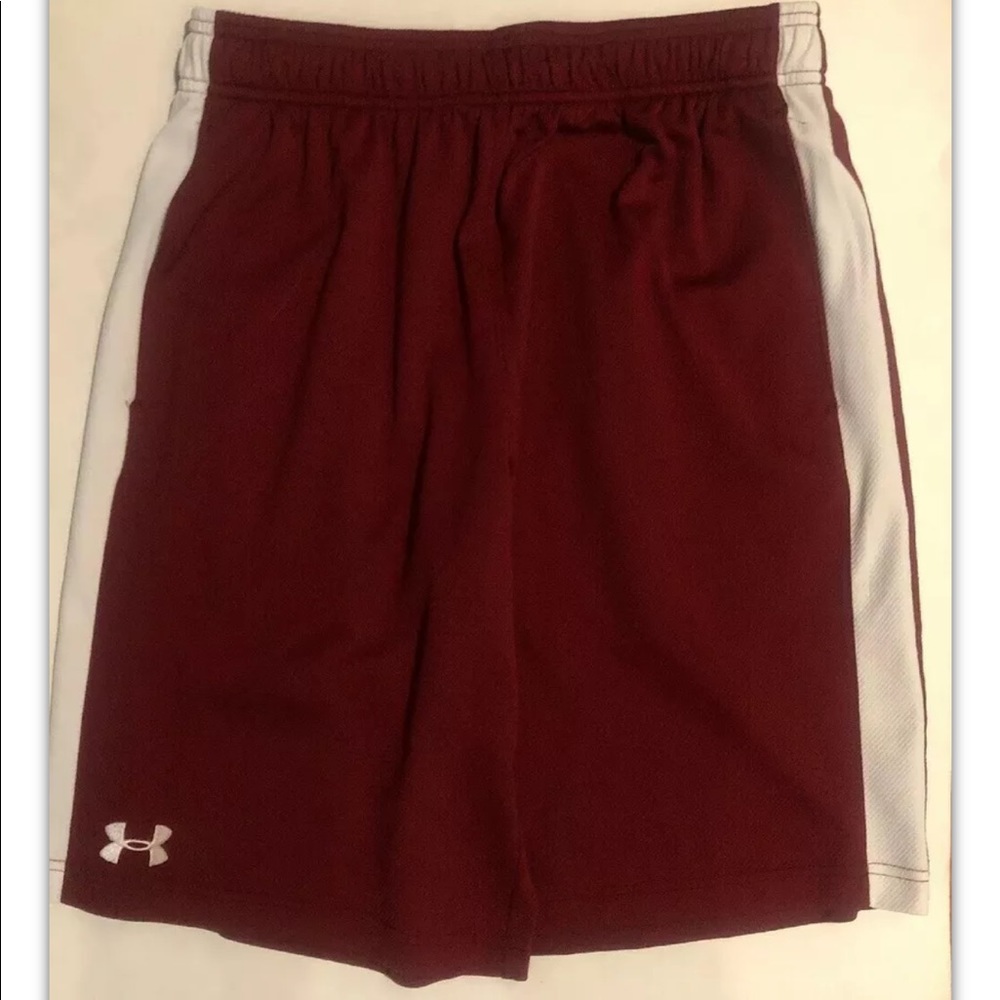 UNDER ARMOUR UA Shorts Burgundy White Loose Fit M Medium $50 GUC